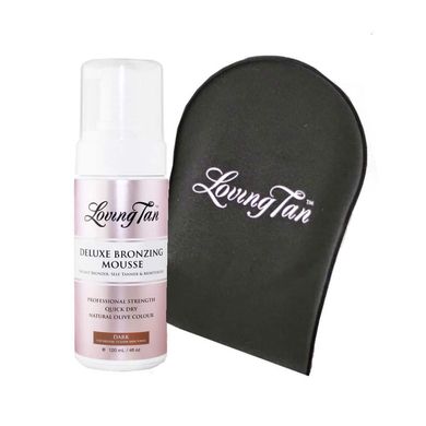 Набір для нанесення автозасмаги Loving Tan Deluxe Bronzing Mousse Dark + Deluxe Applicator Mitt